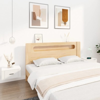 vidaXL Noptiere de perete, 2 buc., alb, 50x36x25 cm 816841 foto