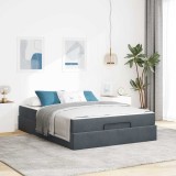 vidaXL Cadru de pat cu saltea Gri &icirc;nchis 140 x 200 cm Catifea 3399565