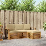 vidaXL Seturi de canapele 4 pcs Natural și Bej Lemn Solid de Acacia 3374623