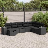 Cumpara ieftin Set mobilier de grădină cu perne, 8 piese, negru, poliratan