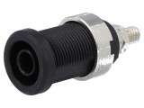 Conector banană 4mm soclu 36A 1kV negru nichelat