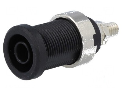 Conector banană 4mm soclu 36A 1kV negru nichelat foto