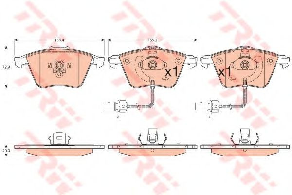 Set placute frana,frana disc AUDI A4 Cabriolet (8H7, B6, 8HE, B7) (2002 - 2009) TRW GDB1554