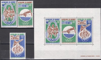 Dahomey 1972 - Jocurile Olimpice - Munchen, PA, Serie + Colita, MNH foto