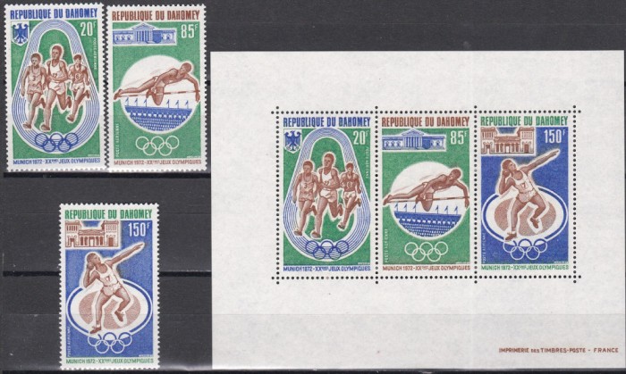 Dahomey 1972 - Jocurile Olimpice - Munchen, PA, Serie + Colita, MNH