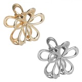 Set Clame Păr Femei, Model Flori, Metal, Culoare Argintie și Aurie, 6.5cm, 2 Bucăți