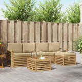 vidaXL Set de canapele de exterior cu pernă 6 pcs Alb și Bej Poliester 3391728