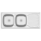 Cumpara ieftin Chiuveta bucatarie cu 2 cuve, argintiu, 1200x500x155 mm, otel