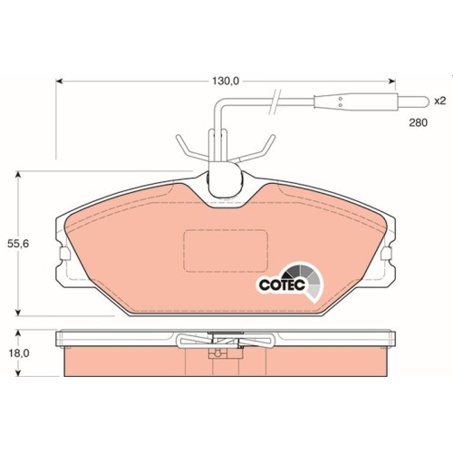 Set placute frana fata TRW, Daewoo Lublin, 1997-, Renault Laguna I, 1993-2002, Megane I, 1995-2004, Megane Scenic, 1996-2001, Safrane I, 1992-2000, S