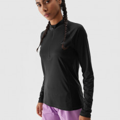 Tricou cu mânecă lungă de alergare cu uscare rapidă pentru femei - negru