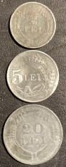ROMANIA SET 3 MONEDE REGALISTE ZINC/2 LEI 1941 + 5 LEI 1942+ 20 LEI 1943 foto