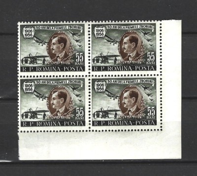 ROMANIA 1956 - 50 DE ANI DE LA PRIMUL ZBOR AL LUI TRAIAN VUIA, BLOC, MNH - LP 411 foto