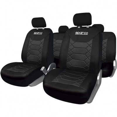 Set Huse Scaune Auto Sparco Sport, negru, 9 bucati Automobile ProTravel foto