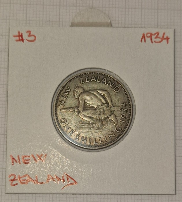 New Zealand, Noua Zeelanda, 1Shilling 1934, argint, George V, KM#3