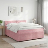 Cumpara ieftin Pat boxspring cu saltea cu headboard Roz 160 x 200 cm Catifea