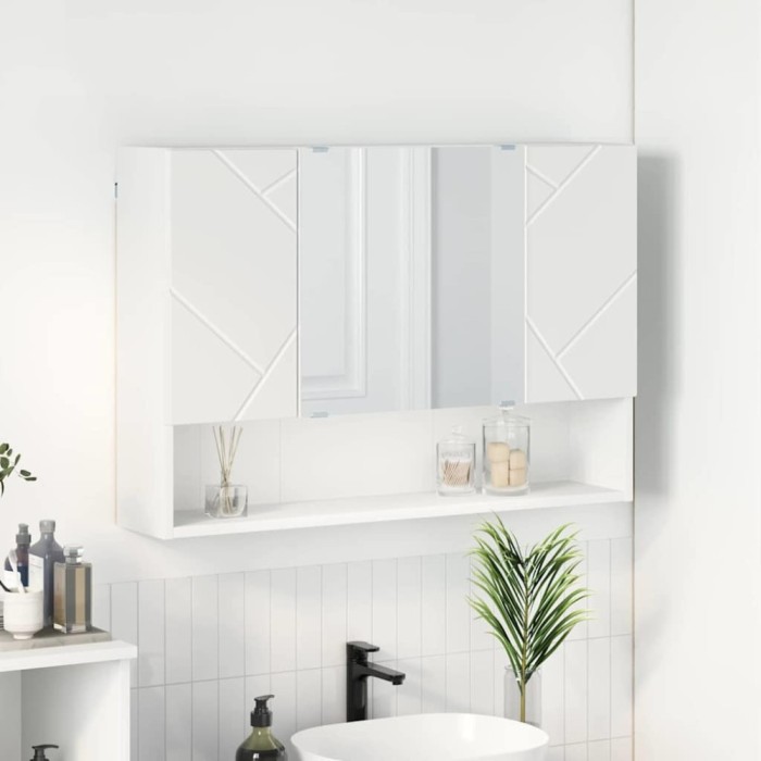 vidaXL Dulap cu oglindă pentru baie Alb 80 x 17 x 55 cm Lemn compozit 883354