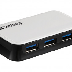 Hub USB 3.0 Sandberg 133-72, 4 porturi, negru/alb