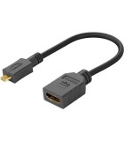 Cablu adaptor micro HDMI tata - HDMI mama 15cm v2.0 4K 60Hz 2160p
