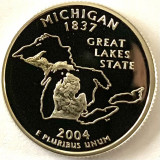 AMERICA QUARTER 1/4 DOLLAR 2004 LITERA S.PROOF,AG 900,GREAT LAKES STATE-MICHIGAN, America de Nord, Argint