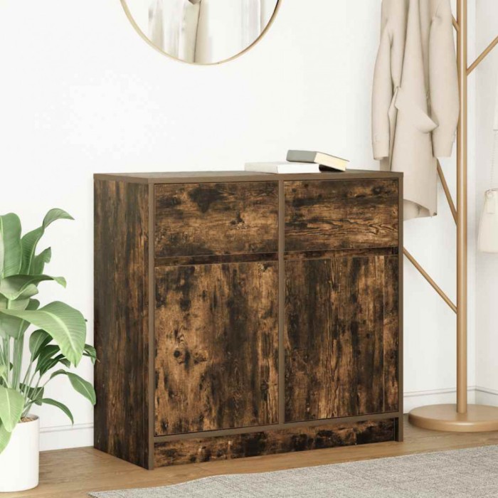vidaXL Bufetă cu sertar stejar afumat 80x34x76 cm lemn de stratificat 861539