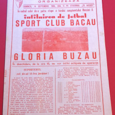 Program meci fotbal SC BACAU - GLORIA BUZAU (14.09.1986)