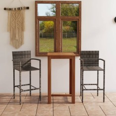 vidaXL Set mobilier de bar de gradina, 3 piese, gri foto