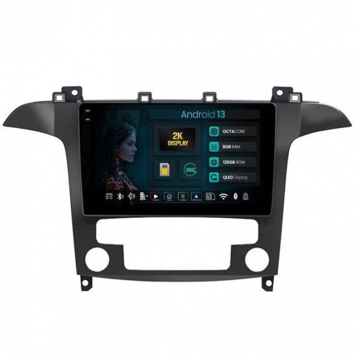 Navigatie 2K Ford S-Max Galaxy (2006-2015) 8GB RAM Android 13 Octacore Slot Sim 4G DSP GPS Wi-FI Carplay Android Auto USB Bluetooth Waze Touchscreen 9