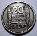 7.866 ALGERIA OCUPATIE FRANCEZA 20 FRANCS FRANCI 1949, Africa, Cupru-Nichel