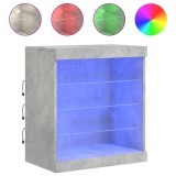 Servanta cu lumini LED, gri beton, 60,5x37x67 cm, DKD Home Decor