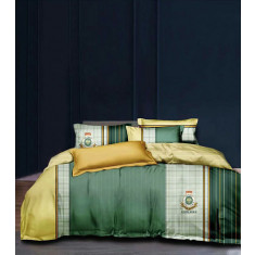 Lenjerie de pat pentru o persoana cu husa de perna dreptunghiulara, Ainhoa, bumbac mercerizat, multicolor