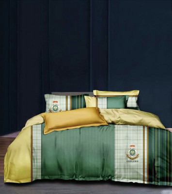 Lenjerie de pat matrimonial cu 4 huse de perna dreptunghiulara, Ainhoa, bumbac mercerizat, multicolor foto