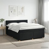 Cumpara ieftin Pat boxspring cu saltea Negru 160 x 200 cm Tesatura