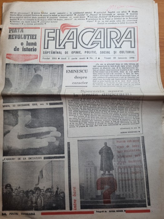 flacara 19 ianuarie 1990-interviu doina cornea,mihai eminescu