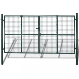 Poarta Gradina Metalica vidaXL 306x250 cm, Verde Inchis, Otel Galvanizat, Durabila, 3 Chei