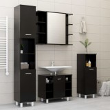 VidaXL Set mobilier de baie, 4 piese, negru, lemn prelucrat