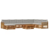 vidaXL Set de canapele de exterior 9 pcs Natural și gri deschis 3383749