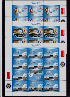 ✅RO 2005 LP 1697b &amp;quot;Evenimente ONU&amp;quot;, 3xmcoli / 12 marci ,TABS-uri SIMETRICE,MNH foto
