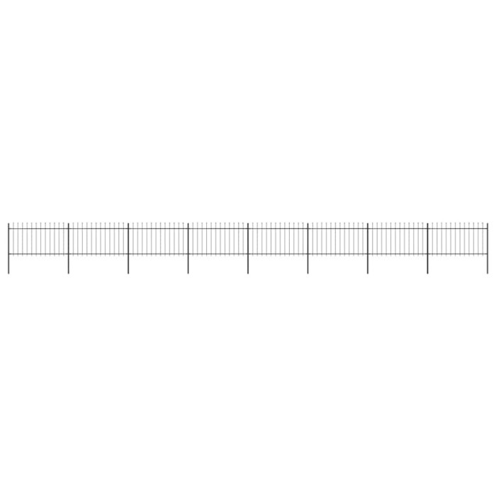Gard de grădină cu v&acirc;rf tip suliță din oțel, 1426 cm, negru