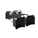 Set mobilier gradina Leziter Nero III, 4 locuri, ratan artificial, Culoare Grafit