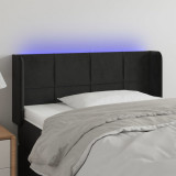 VidaXL Tăblie de pat cu LED, negru, 93x16x78/88 cm, catifea