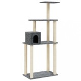 Cumpara ieftin Ansamblu pisici cu stalpi din funie de sisal, gri inchis 147 cm