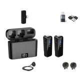 Set 2 Microfoane Lavaliera Type C, CRISTALIS SALE&trade;, Wireless, Cu Accesorii Full, Reducere zgomot DSP, Afisaj Digital, Compatibil Cu iPhone, iPad, Andr