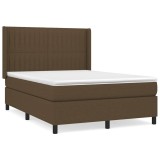 Cumpara ieftin Pat box spring cu saltea, maro inchis, 140x200 cm, textil