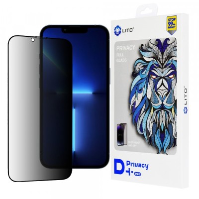 Folie de protectie Ecran Privacy Lito D+ Pro pentru Apple iPhone 14 Plus / 13 Pro Max, Sticla Securizata, Full Glue foto