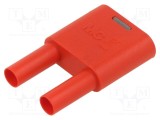 Conector banană 4mm ST&Auml;UBLI roșu, mufă x2 și priză x2, 32A, cu izolație