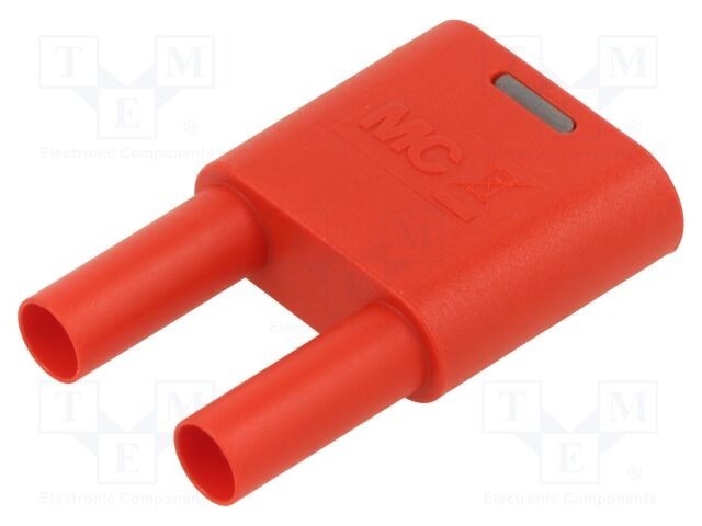 Conector banană 4mm ST&Auml;UBLI roșu, mufă x2 și priză x2, 32A, cu izolație