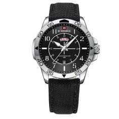 Ceas barbatesc de mana Naviforce Casual Quartz Analog Stil Militar Army Casual Negru Argintiu