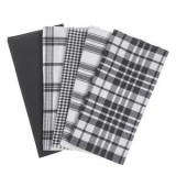 Set 5 Prosoape pentru Pahare, 58x39 cm, Design &icirc;n Carouri, Negru-Alb-Gri, CMCLASS