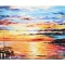 Tablou 3D pictat manual, Peisaj marin cu velier, 100x60cm ulei pe panza in cutit, Spectaculos