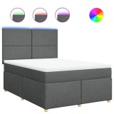 Cumpara ieftin Pat box spring cu saltea, gri inchis, 140x200 cm, textil